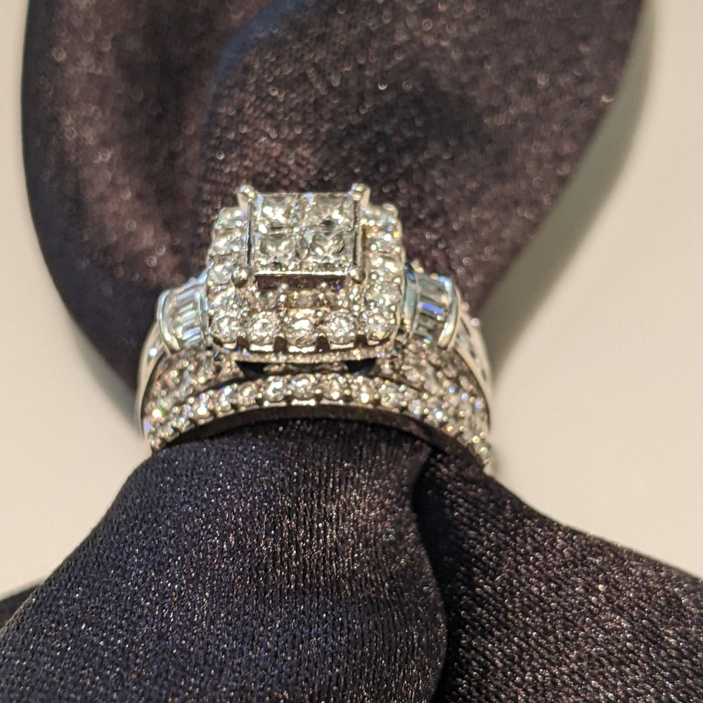 SOLD  3ct tw White Gold Engagement Ring, Bridal Set, Wedding rings.
